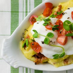 Poached Eggs with Bacon Polenta