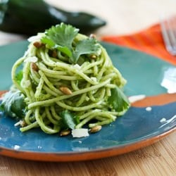 Spaghetti w/ Poblano Pesto