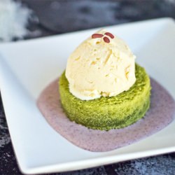 Matcha Cake with Ginger Ice Cream