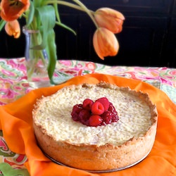 Easter Rice Pie with Raspberries