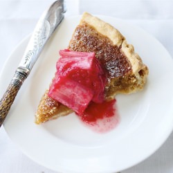 Cardamom Treacle Tart with Rhubarb
