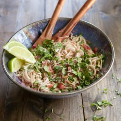 Noodles with Kale and Spicy Rhubarb