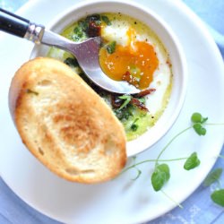 Baked Eggs with Cream and Herbs