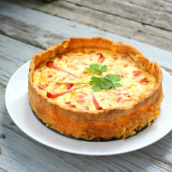 Ham, Cheddar, Tomato Quiche