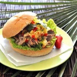 Kalua Pork Torta w/ Pineapple Salsa