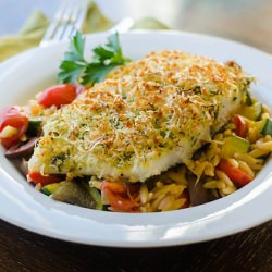 Pesto-Parmesan Crusted Halibut
