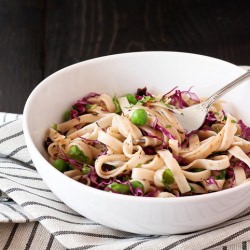 Pea and Sun Dried Tomato Fettuccine