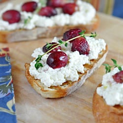 Grapes & Ricotta on Bread