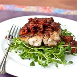 Striped Bass with Chorizo Salsa