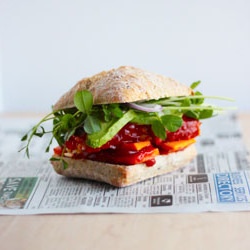BBQ Tempeh & Sweet Potato Sandwich