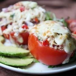 Breadless Tuna Melt in a Tomato
