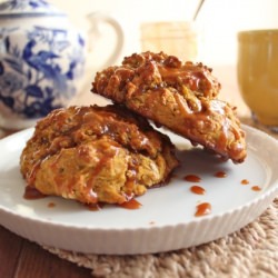 Pumpkin Scones with Caramel Drizzle
