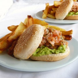 Raw Salmon and Guacamole Burger