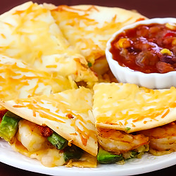 Parmesan-Crusted Shrimp Quesadillas