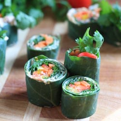 Raw Collard Greens Sushi Rolls
