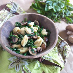 Gnocchi with Spring Greens, Criminis
