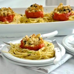 Linguine & Roasted Stuffed Tomatoes