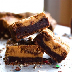 PB Pretzel M&M Truffle Brownies