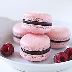 Raspberry Choc Macarons
