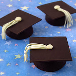 Flourless Chocolate Grad Cap Cakes