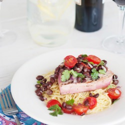 Cilantro Bean Salad & Grilled Fish