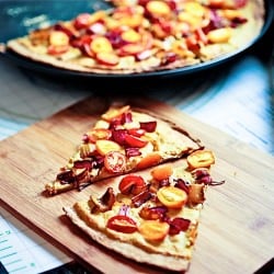 Kumquat & Rainbow Chard Stem Pizza