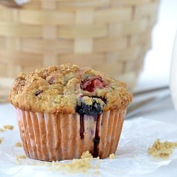 Rhubarb Berry Yogurt Muffins