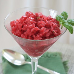 Strawberry,Wine and Basil Granita