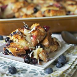 Blueberry Coconut Bread Pudding
