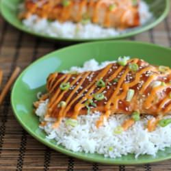 Teriyaki Salmon with Sriracha