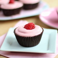Chocolate Cups w/ Raspberry Mousse