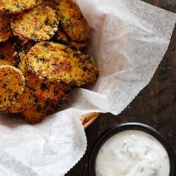 Oven Fried Pickles with Ranch Dip