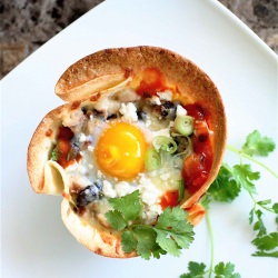 Huevos Rancheros in Tortilla Cups