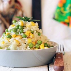 Pea and corn mint risotto