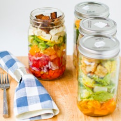 Cobb and Caesar Salads in a Jar