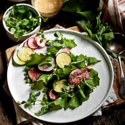 Blue Cabbage Wraps w Marinated Elk