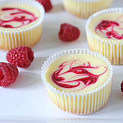 Mini Raspberry Swirl Cheesecakes