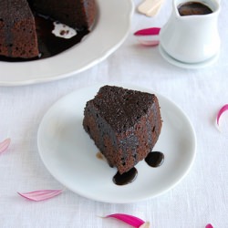 Amaretto-glazed chocolate cake