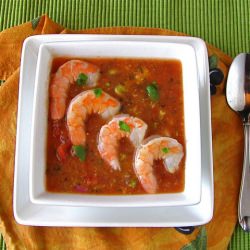 Heirloom Tomato Soup with Shrimp