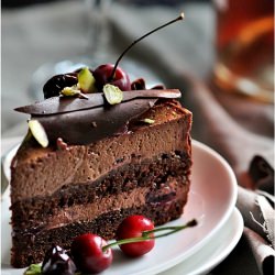 Dark Chocolate Cherry Mousse Cake
