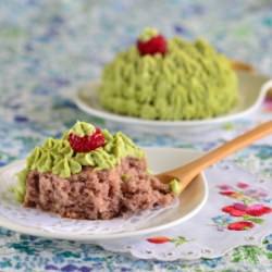 Raspberry Cakes w/ Matcha Frosting