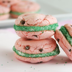 Watermelon Cake Mix Cookie Sandwich