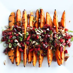 BBQ Sweet Potatoes & Cherry Salsa