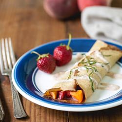 Crepes with Strawberries & Peaches