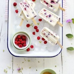 Yogurt Ice Pops with Raspberries