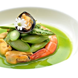Seafood in Asparagus Broth