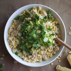 Quinoa & Corn, Mint, Scallions