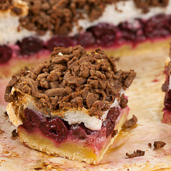 Cake with Cherries and Meringue