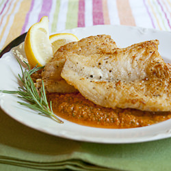 Pan Fried Fish w/Red Pepper Sauce