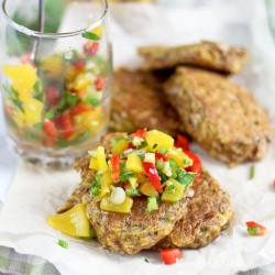 Plantain Fritters and Peach Chutney